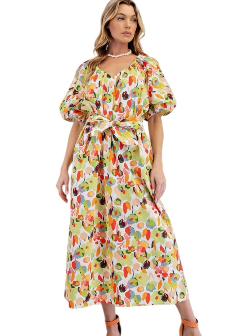 P124:  EASEL NWT DRESS CORAL SAGE (H28)